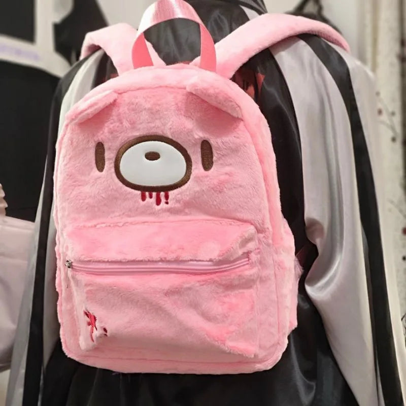 Y2K Pink Plush Bear Backpack