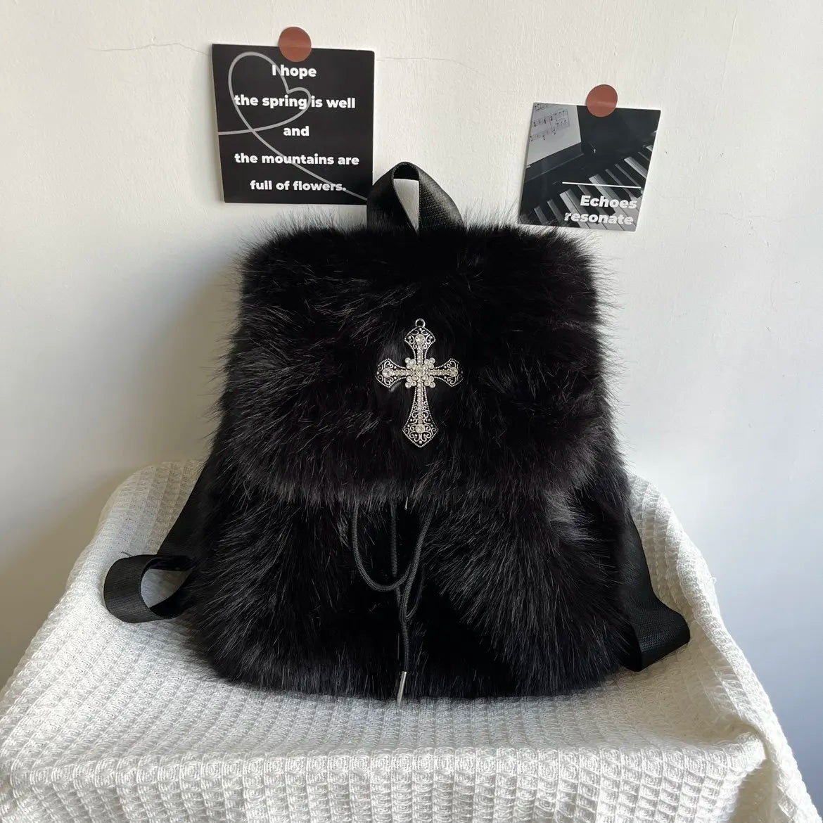 Black Fur Anarchist Backpack