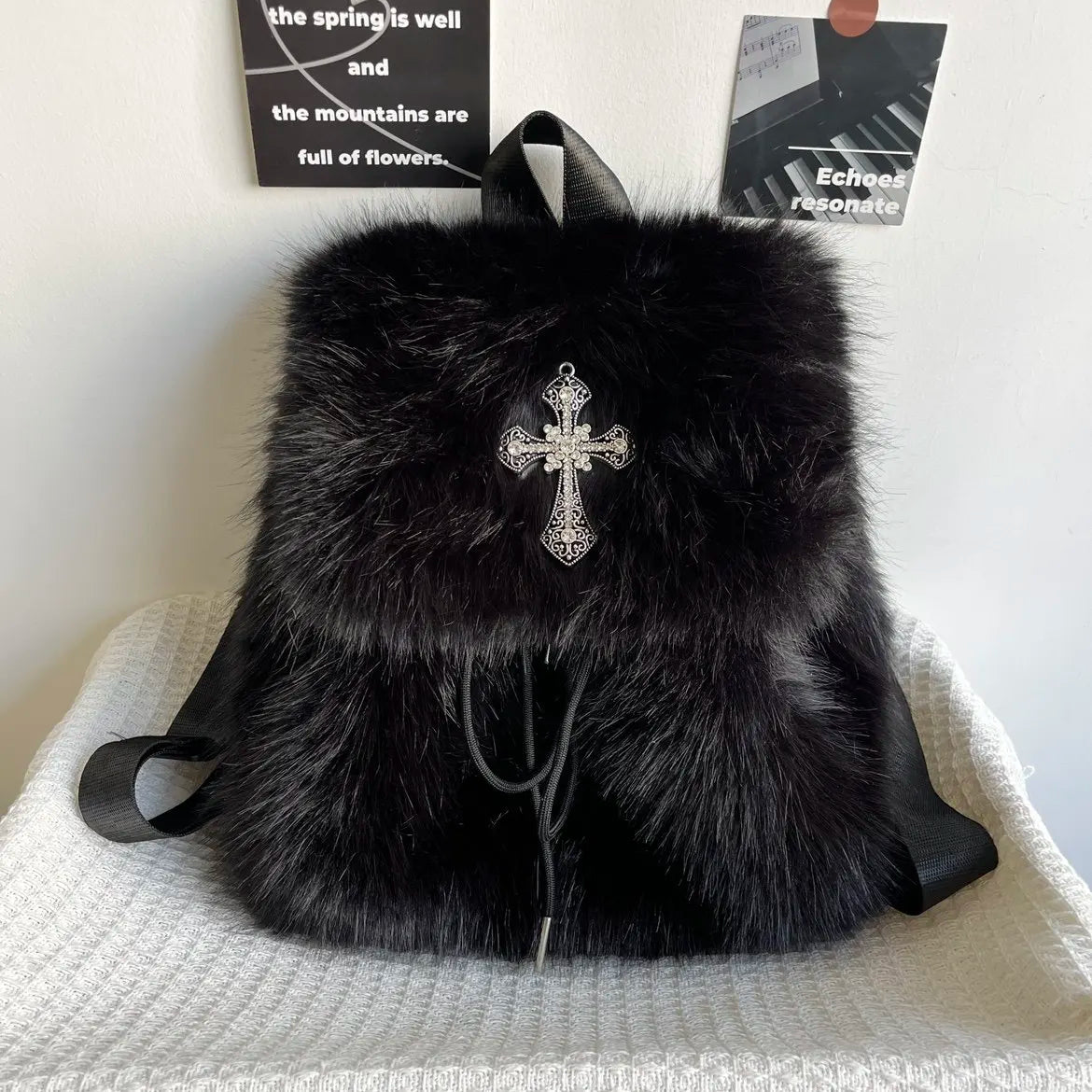 Black Fur Anarchist Backpack