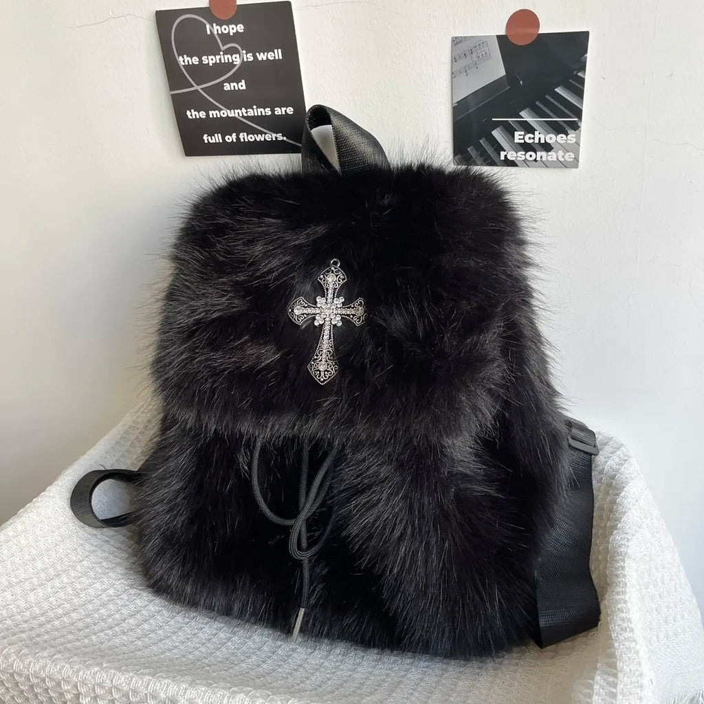 Black Fur Anarchist Backpack