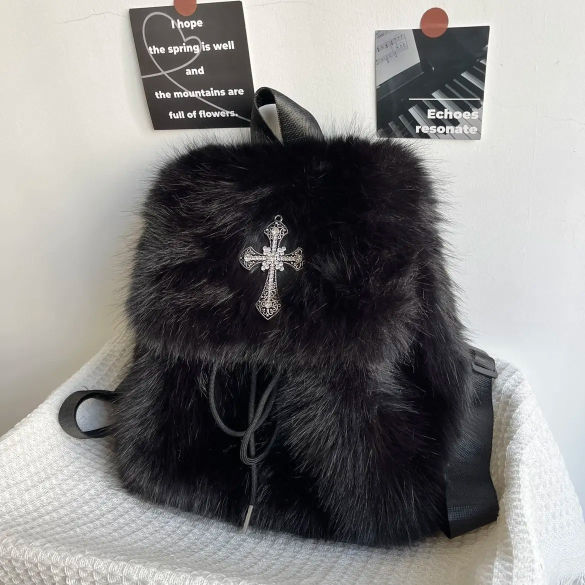 Black Fur Anarchist Backpack