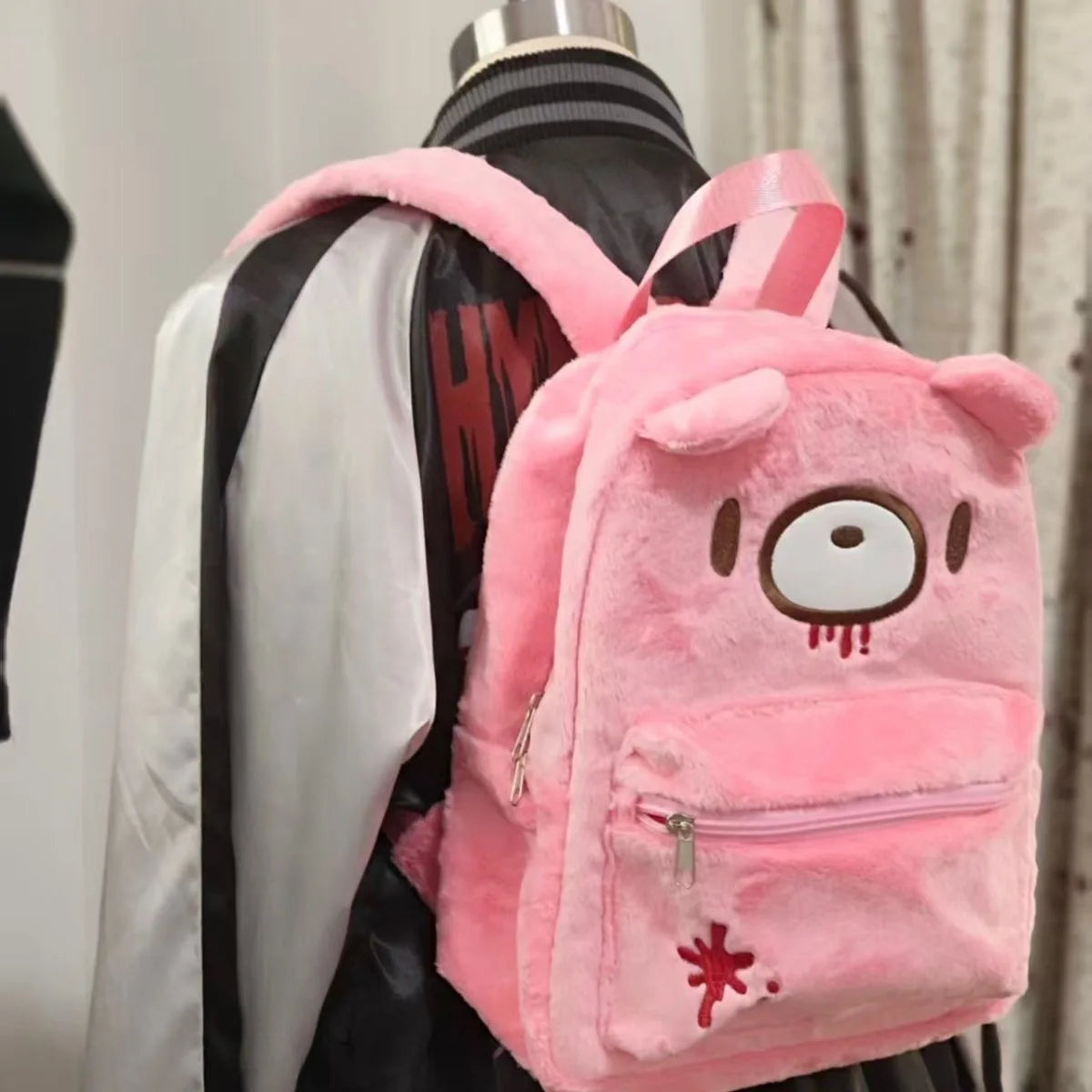 Y2K Pink Plush Bear Backpack