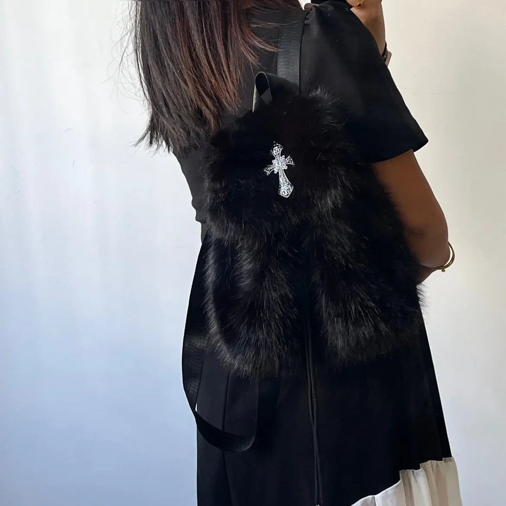 Black Fur Anarchist Backpack