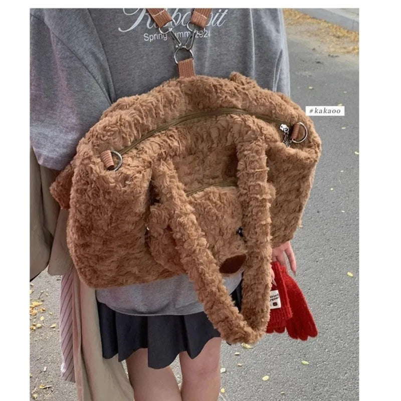 Y2K Bear Plush Shoulder Bag