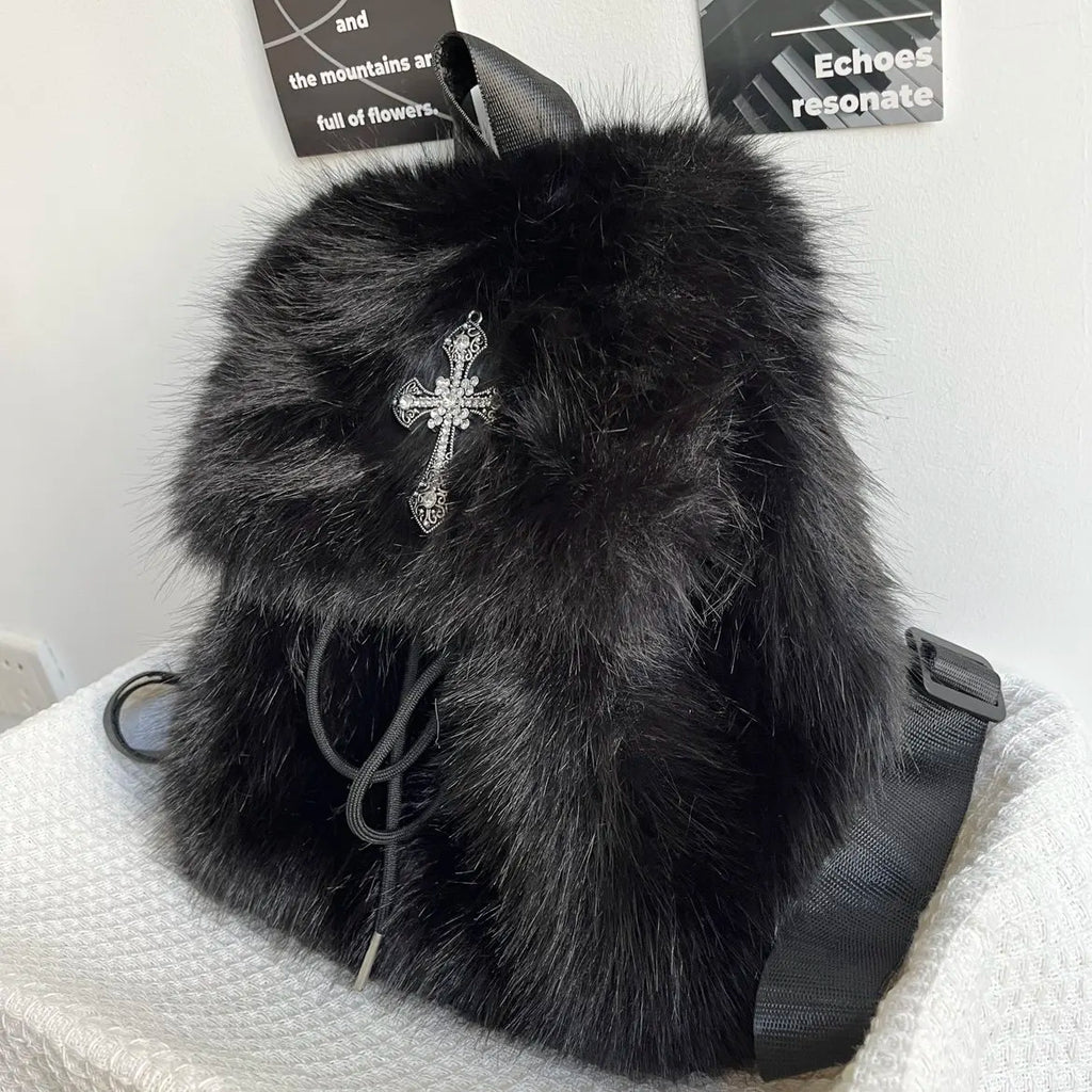 Black Fur Anarchist Backpack