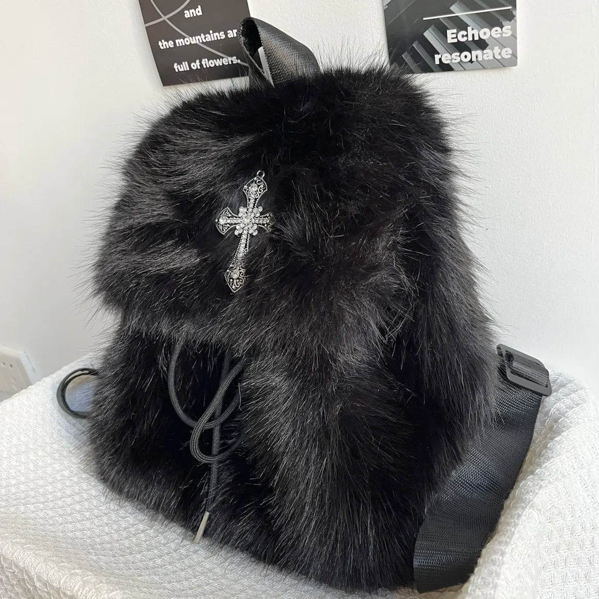 Black Fur Anarchist Backpack