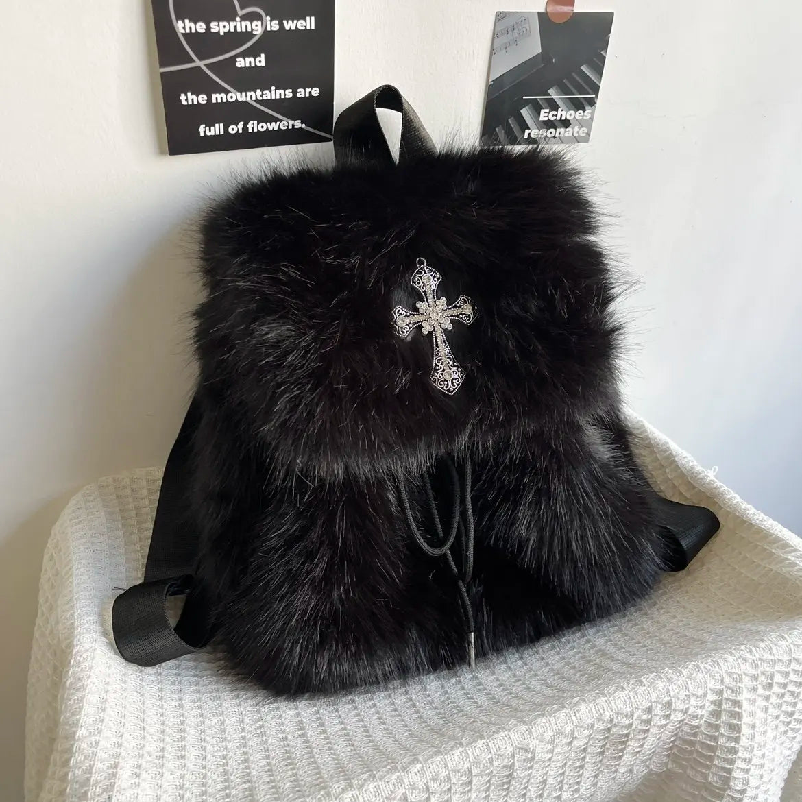 Black Fur Anarchist Backpack