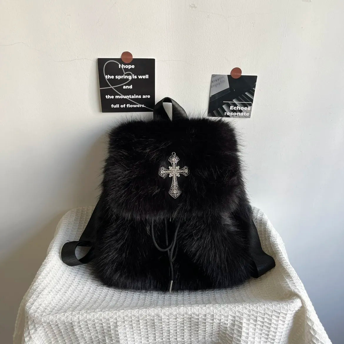 Black Fur Anarchist Backpack