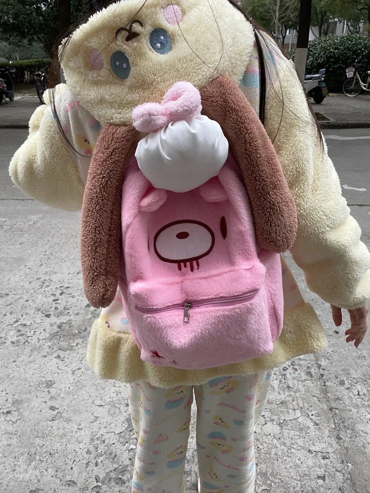 Y2K Pink Plush Bear Backpack