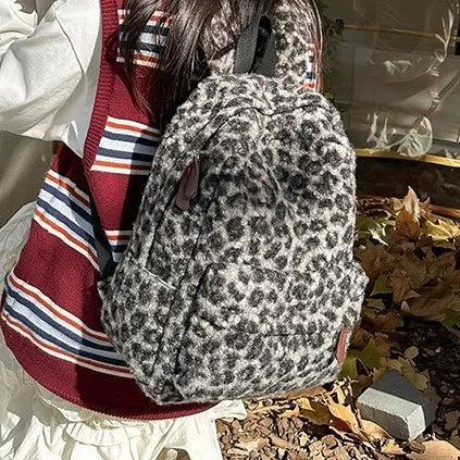 Y2K Vintage Plush Leopard Print Large