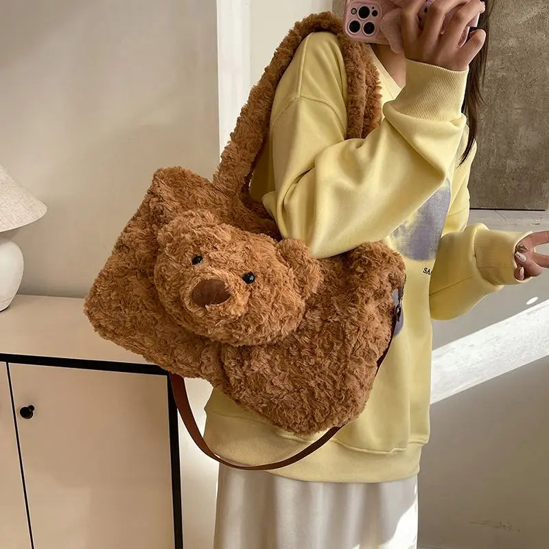 Y2K Bear Plush Shoulder Bag