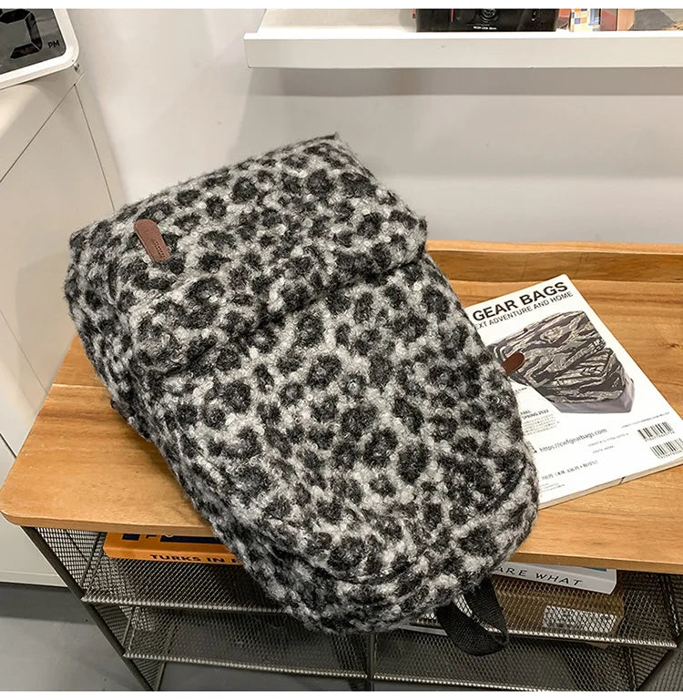 Y2K Vintage Plush Leopard Print Large
