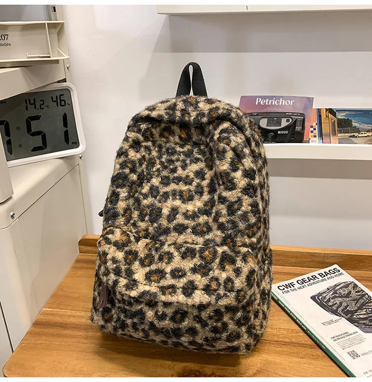 Y2K Vintage Plush Leopard Print Large