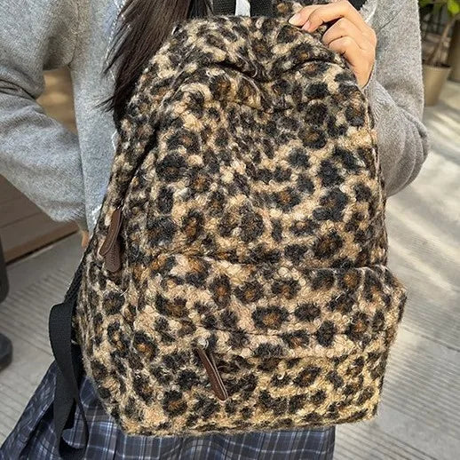 Y2K Vintage Plush Leopard Print Large