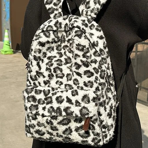 Y2K Vintage Plush Leopard Print Large